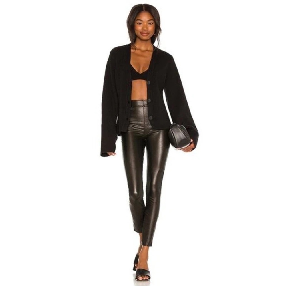 Spanx Women's Black Pull-On Skinny Ankle Faux-Leather Leggings Size Small